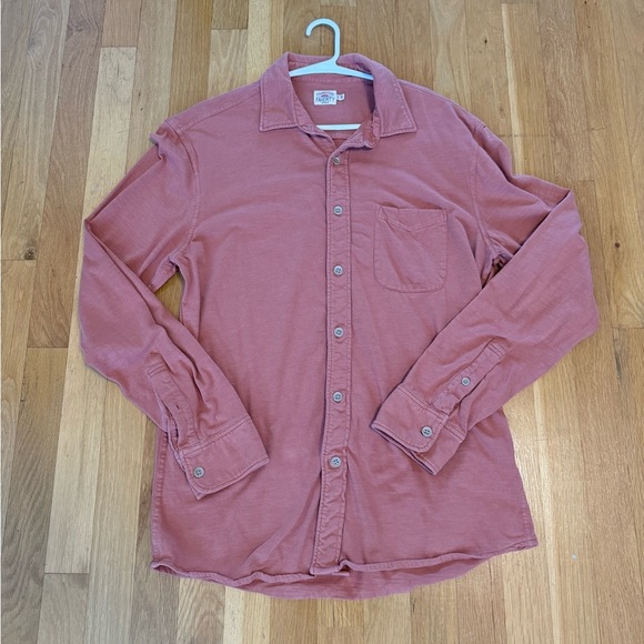 Faherty Men's M Medium Regular Fit Dusty Rose Knit Stretch Button Down Shirt - Picture 3 of 8